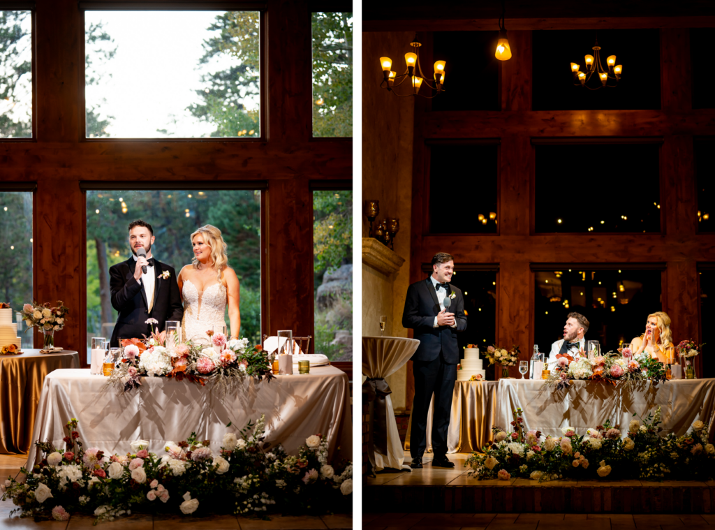 Toasts are made during a Della Terra Mountain Chateau wedding